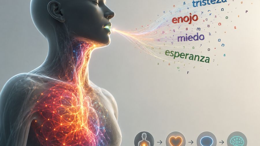 Representación de las emociones y palabras que atraviesan el cuerpo durante una transición laboral